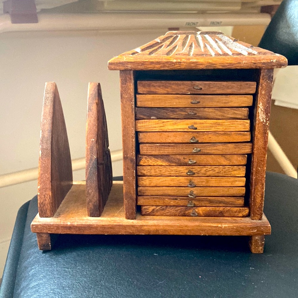 Super Cool Tiki Vintage Wooden napkin holder and coaster